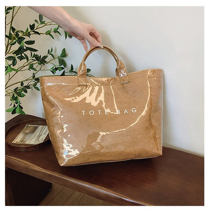 resistant paper single-shoulder bag for commuting, large-capacity, r-resistant kraft paper handbag