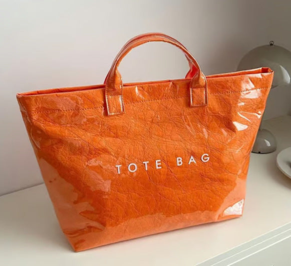 resistant paper single-shoulder bag for commuting, large-capacity, r-resistant kraft paper handbag